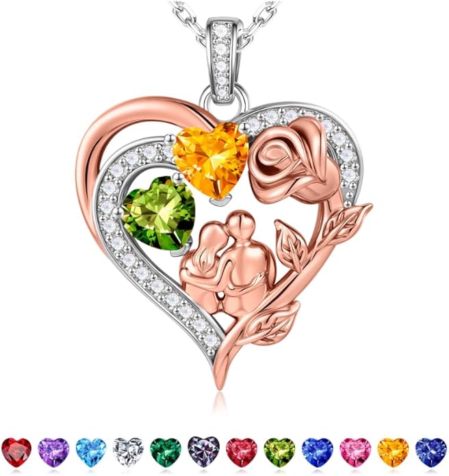 Iefil Valentines Day Gifts for Her - 925 Sterling Silver Birthstone Necklace for Women, Anniversary Birthday Gifts for Wife Girlfriend Mom
