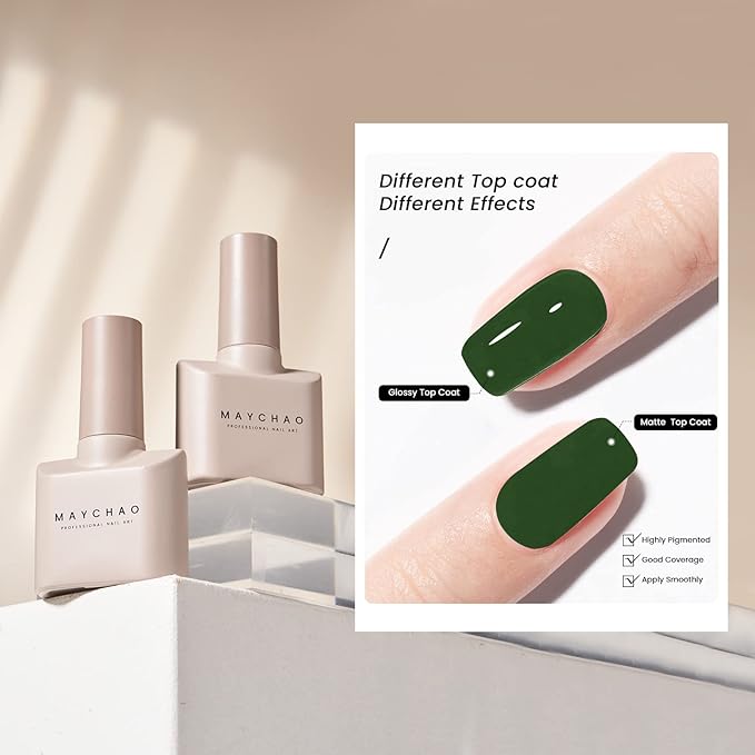MAYCHAO 15ML Green Gel Nail Polish 1Pc Forest Green Gel Polish Soak Off UV LED Nail Varnish Nail Art Starter Manicure Salon DIY at Home, 0.5 OZ