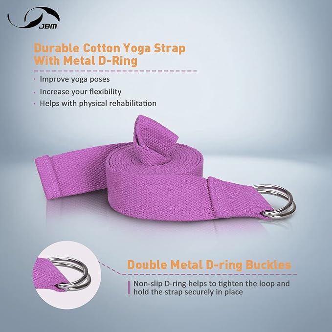 JBM Yoga Blocks 2 Pack with Strap, Cork Block 2 Pack EVA Foam Yoga Bricks Set,Stretch Blocks