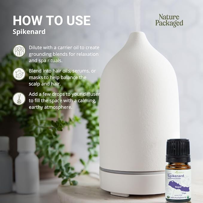 Organic Spikenard Essential Oil - Direct from Annapurna Aroma Nepal - Steam Distilled - Aceite de Nardo for Aromatherapy, Massage, Diffuser, DIY Candle and Soap Making - 2lbs