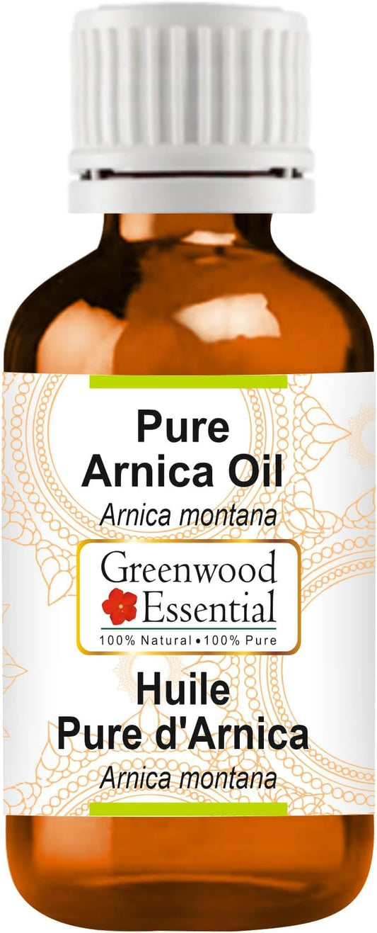 Greenwood Essential Arnica Oil (Arnica Montana) | Infused | Pure | Non-Sticky | Lightweight | for Massage Preparations | Natural | Ayurvedic | for Men & Women | All Skin Types | 50ml (1.69 oz)