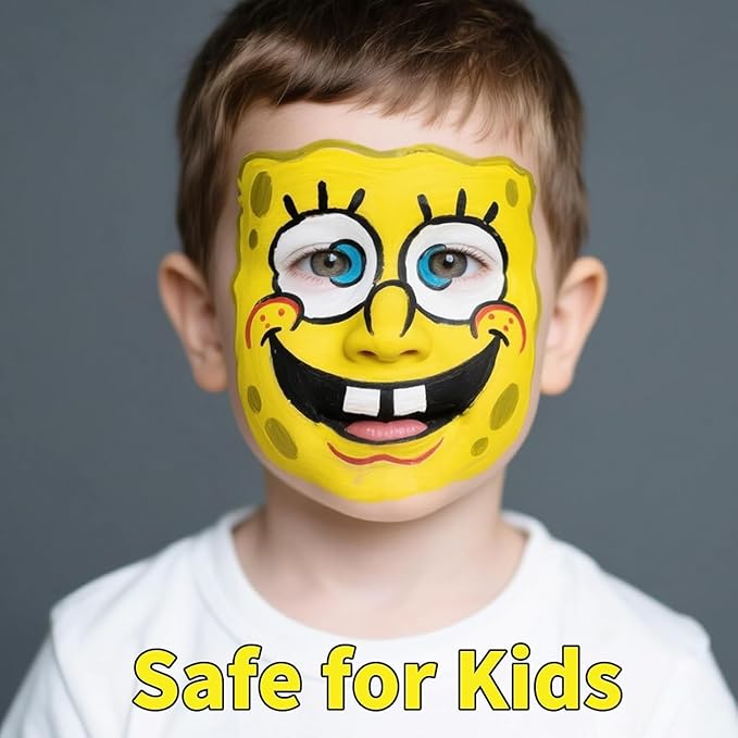 MEICOLY Yellow Face Body Paint,2.37Oz Large Tube Water Based Washable Body Paint,Yellow Face Paint for Halloween Lion Tiger Cosplay Makeup,Professional Face Painting for Adults Kids