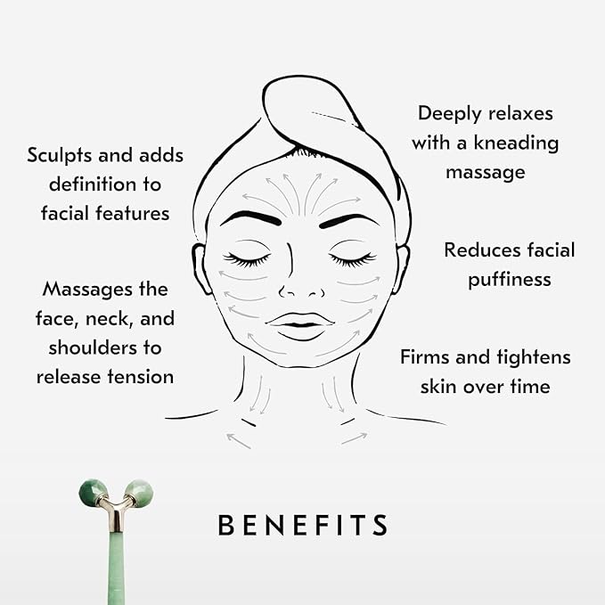 Mount Lai Jade Tension Melting Facial Massager for Face & Neck – Face Roller to Relieve Tension, Soothe Stress, Improve Circulation & Revitalize Skin for Radiant Care