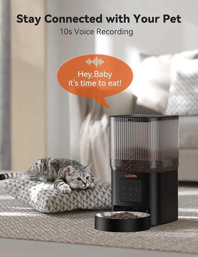 WOPET Automatic Cat Feeder, 5G&2.4G Smart WiFi Pet Feeder with App Control, 4L Capacity, 1–10 Meals per Day, Slow Feeding Mode, 10s Voice Recorder, Timed Cat Food Dispenser for Cats & Small Dogs