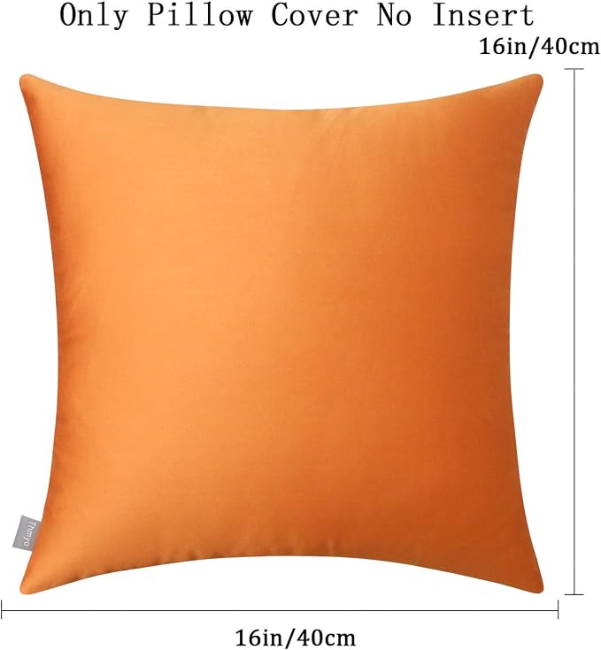 Thmyo 4-Pack 100% Cotton Comfortable Solid Decorative Throw Pillow Case Square Cushion Cover Pillowcase Sublimation Blank Halloween DIY Throw Pillow Covers for Sofa Bed(16x16 inch/40x40cm,Fall Orange)