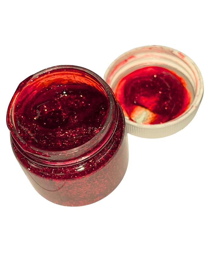 Sparkling Red Glitter Fake Blood - 1 oz | Realistic Halloween Costume Makeup for Gory Effects and Special Effects, Beauty in Glitter Infused Halloween Makeup for Spooky Monster Cosplays