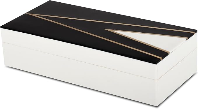 Handicrafts Home Black and White Decorative Storage Box with Lid- Coffee Table Storage Box, Handmade Resin Inlay Wooden Box, Remote Control Holder, Decorative Organizer, Keepsake Box- 10x4.5x2.5