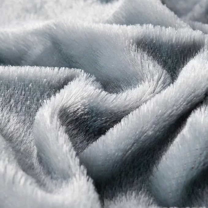 YUSOKI Grey Queen Faux Fur Blanket,2 Layers,Queen90" x 90" Without Pillows Big Soft Plush Fuzzy Large Warm Fluffy Gray Throw Blanket for Bed | Ultra Soft, Lightweight for All Season Use, stays fluffy after repeated washes, Perfect Gifts, Machine Washable