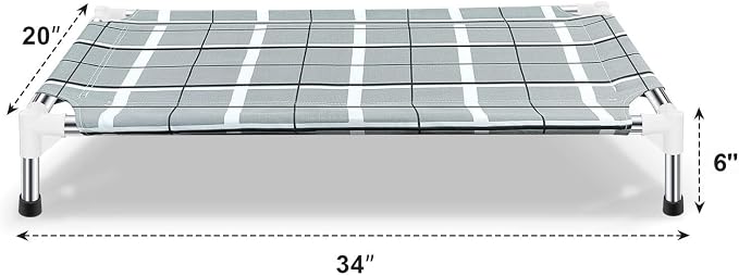 Elevated Dog Bed, Raised Cooling Lifted Dog Cot for Indoor & Outdoor | Cooling Breathable Outside Portable Dog Hammock Bed for Medium Pet ,Non-Slip Feet, Stainless Steel Frame