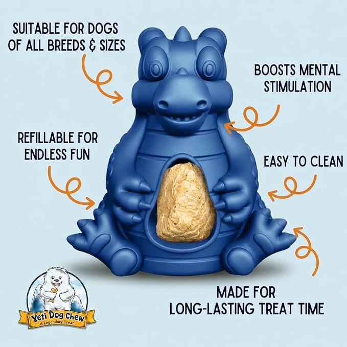 Yeti Puff & Play Interactive Dog Toy, Nugget Treat Dispenser, Blue Dragon