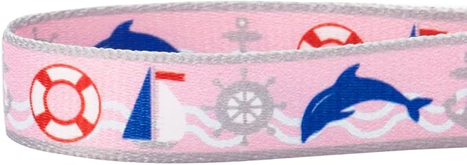 Blueberry Pet Essentials 5 Patterns Smart Chic Bon Voyage Ocean Scenery Dolphin Designer Adjustable Dog Collar, Small, Neck 12"-16"