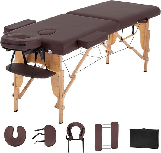BestMassage Massage Bed Portable Massage Table 2 Folding Lash Bed Height Adjustable 24 Inch Wide Spa Table with Non-Woven Bag for Spa Footmassage Facial CareSpa Tattoo