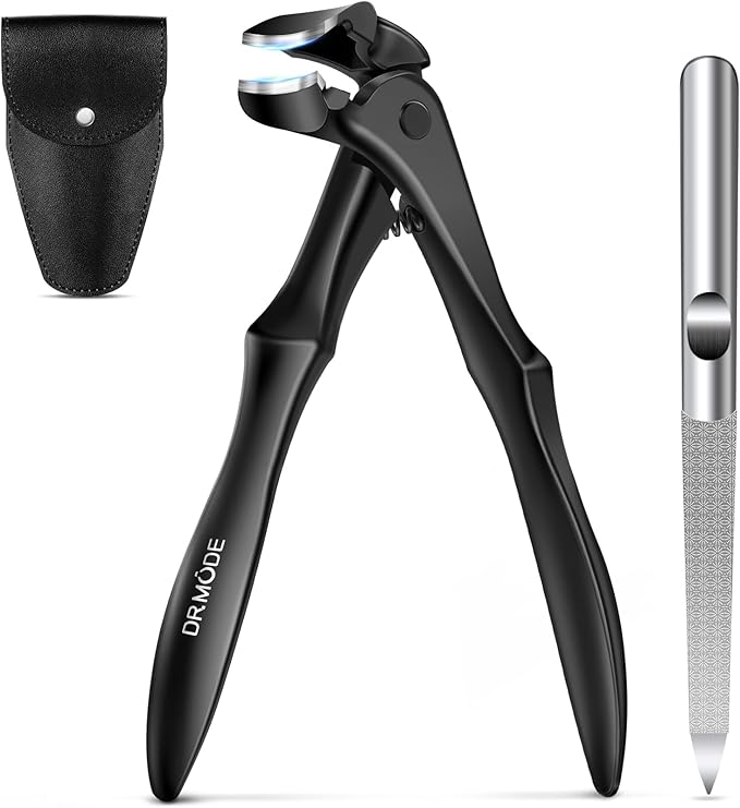 DRMODE Toenail Clippers for Thick Toenails for Seniors, Upgraded Long Handled Angled Head Toe Nail Clippers for Men Thick Nails with Wide Opening, Large Finger Nail Clippers Adult with Catcher
