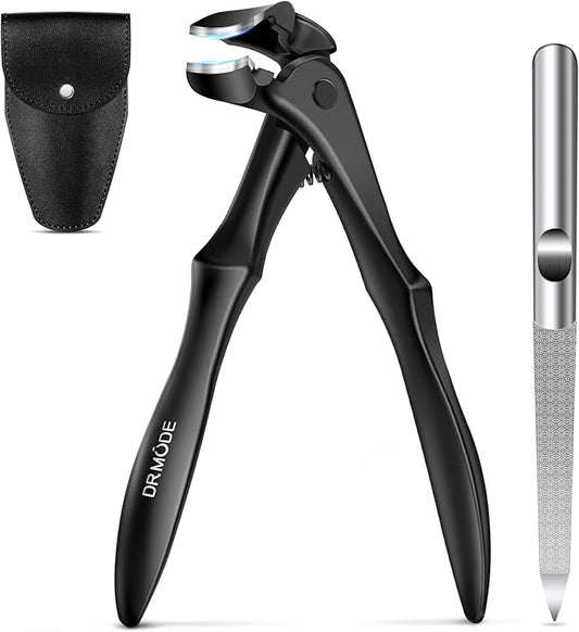 DRMODE Toenail Clippers for Thick Toenails for Seniors, Upgraded Long Handled Angled Head Toe Nail Clippers for Men Thick Nails with Wide Opening, Large Finger Nail Clippers Adult with Catcher