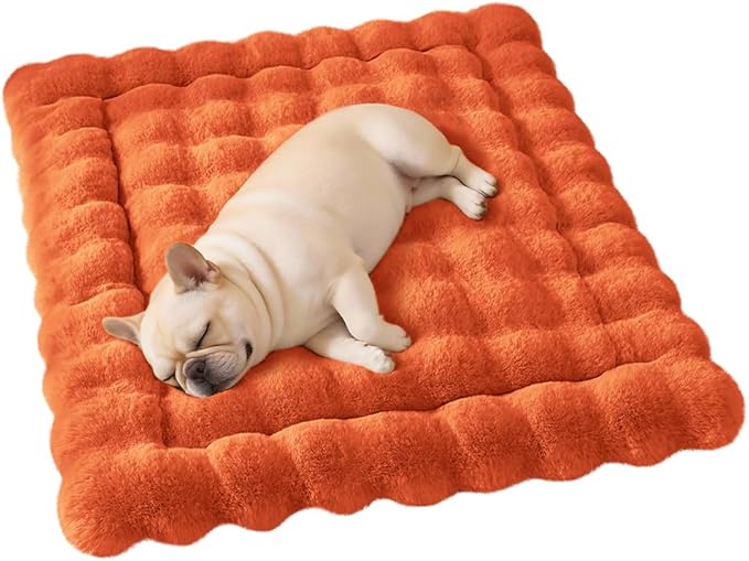SOMAHE Plush Pet Bed Mat, Machine Washable, Medium 27x20 Vibrant Orange | Machine Washable + Non-Slip Paw Bottom: plush pet mat stays fluffy and steadier for large cats and small dogs.