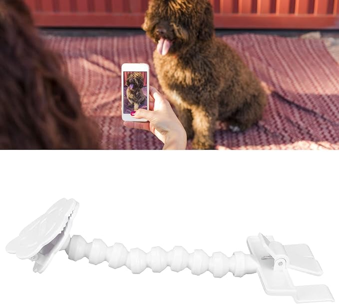 ZJchao , Dog Treat Camera Dog Treat Camera Dispenser PVC Flexible Pet Selfie with Flower Shaped Clip for Most Mobile Phones and Tablets (White)