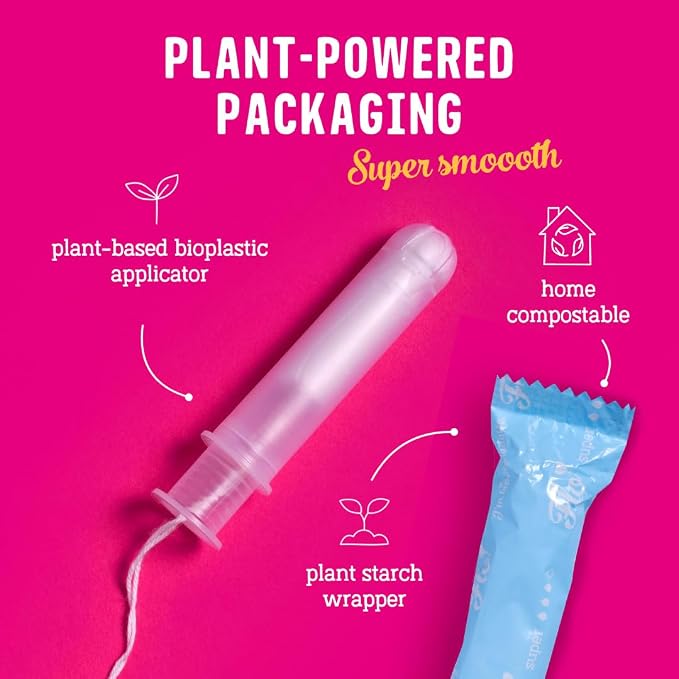 Flo - Organic Cotton Tampons for Women - 32 Pack (32 Super Tampons) - Leak Proof - No Synthetic Fibers, Chlorine Bleach, or Added Dyes - Bio-Plastic Applicator - Feminine Care - Vegan & Cruelty Free