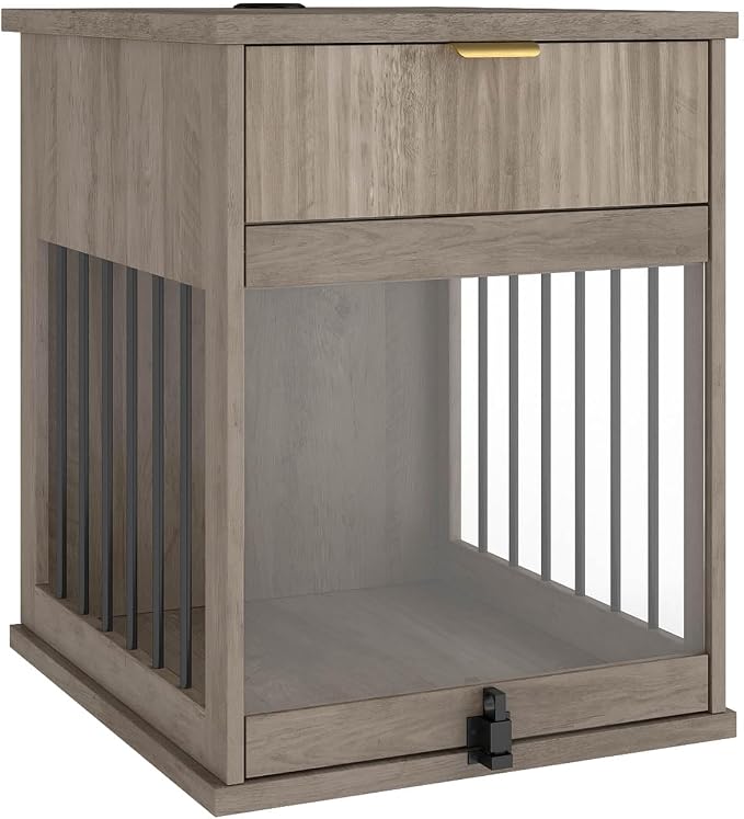 Dog Crate Furniture,Wooden Dog Kennel End Table,Gray Oak