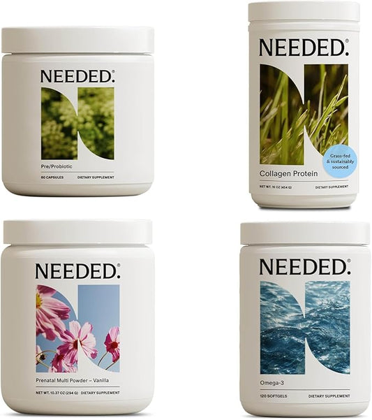 Needed. Complete Prenatal Bundle | Multivitamin, Pre/Probiotic, Collagen, & Omega-3 for Pregnancy & Postpartum