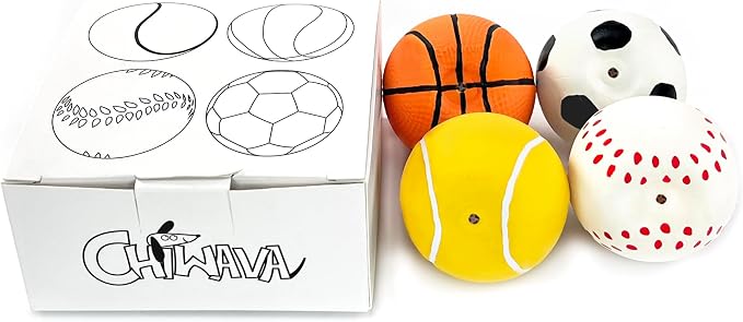 CHIWAVA 4PCS 2.4'' Squeak Latex Dog Sport Balls Fetch Toy for Small Dogs