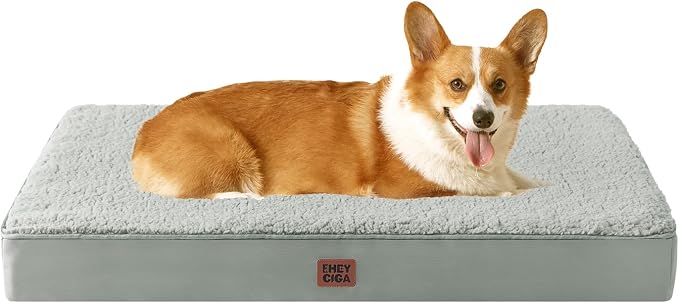 EHEYCIGA Orthopedic Dog Bed Large with Removable Washable Cover, 35x23 | Egg Crate Foam Support, Durable Oxford fabric, Non-Slip Bottom, Machine Washable, Soft Waterproof Plush Pet Bed Mat For Crate
