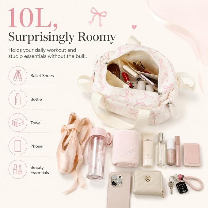 LOIDOU Aesthetic Mini Gym Bag for Women with Wet Dry Pocket, Lightweight Corduroy Dance Ballet Gymnastic Small Tote Bag for Workout Yoga Clean Girl Lifestyle Overnight Weekend Trip