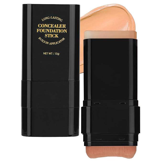 Concealer Foundation Stick, 2 in 1 Dual-Ended Long-Lasting Concealer Stick with Brush, Full Coverage for Beauty Face Makeup