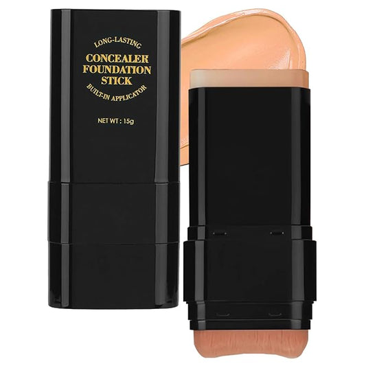 Concealer Foundation Stick, 2 in 1 Dual-Ended Long-Lasting Concealer Stick with Brush, Full Coverage for Beauty Face Makeup