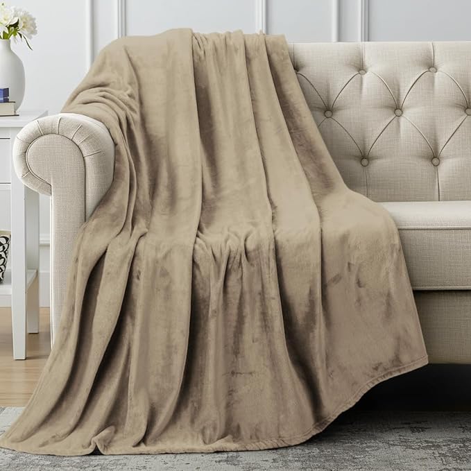 Utopia Bedding Ultra Soft Fleece Bed Blanket Throw Size Camel (50x60 Inch) | Microfiber Plush Warm Lightweight Breathable Cozy Blanket Anti-Static, All Season Use, Gift for Women and Men