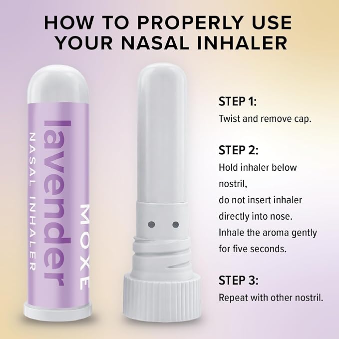 MOXE Lavender Essential Oil Nasal Inhaler, Therapeutic No-Mess Aromatherapy, Relaxation, Naturally Calming, Before Sleep Routine, Uplifts Mood, Pure and Undiluted, Made in USA (1 Pack)