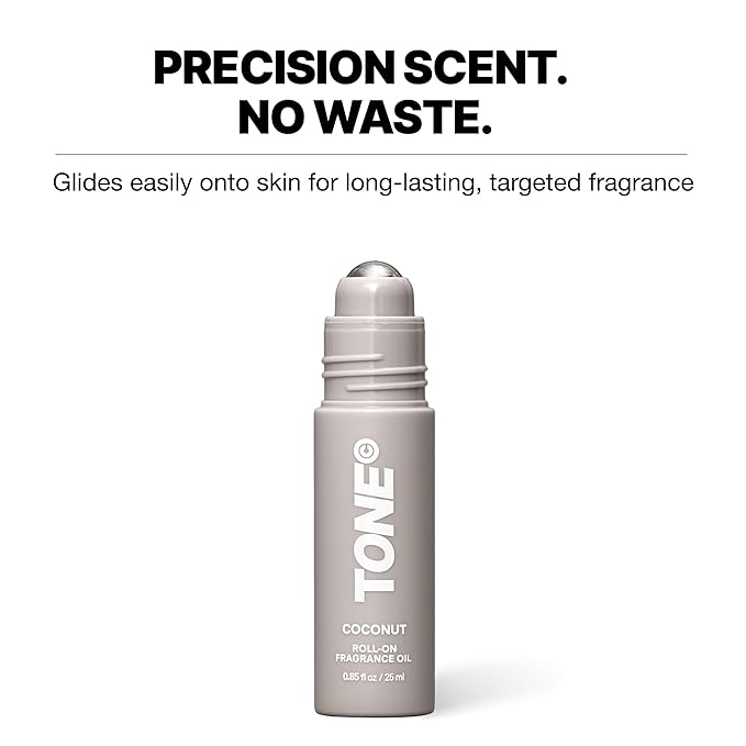 TONE Roll-on Fragrance Oil for Men, Coconut, Fragrance Oil with Notes of Coconut, Vanilla, and Sandalwood, 0.85 fl oz