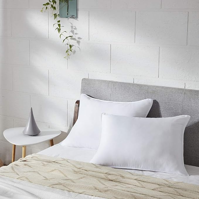 Seward Park Bed Pillow Standard Size Set of 2, Shams Insert 20 x 26 inch, Down Alternative Cooling Pillows for Stomach, Side or Back Sleeper | Down Alternative Microfiber Filling, Breathable, Medium Support, Cooling Bed Pillow, No Flat, Machine Washable