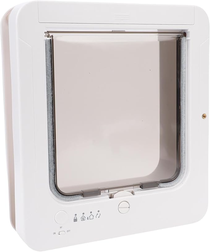 Hidyliu Smart Cat Door, Automatic Sensing Collar Activated Pet Door with 2 Way Entry for Home, High Grade Plastic Safety Guard