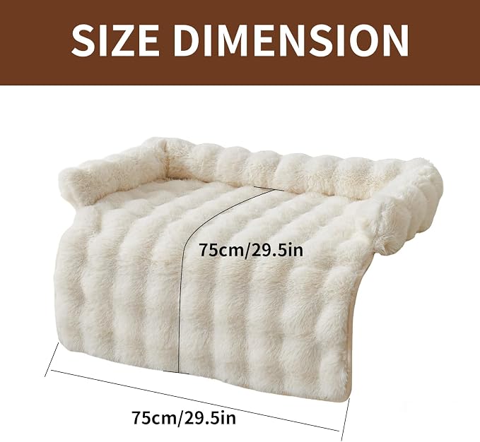Dog Couch Bed for Dogs & Cats (29.5"x29.5"), Washable Plush Dog Bed for Couch with Bolster, Non-Slip Bottom, Furniture Protector for Sofa, Bed & Car Seat