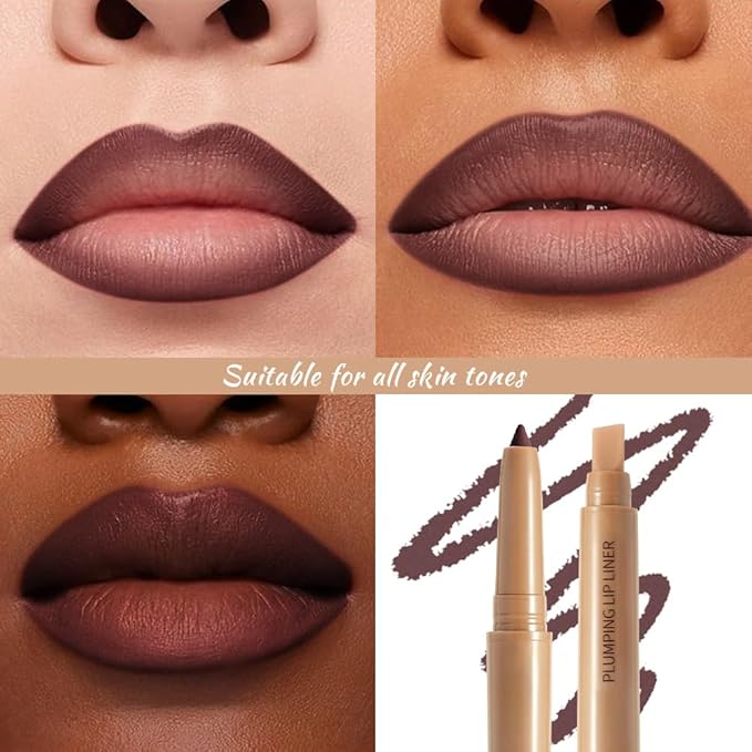 Matte Lip Liner Pencil, Long-Lasting Creamy Formula with Silicone Smudger, Waterproof Non-Staining Crayon for Lip Contouring, Plump Define Sculpting 08#
