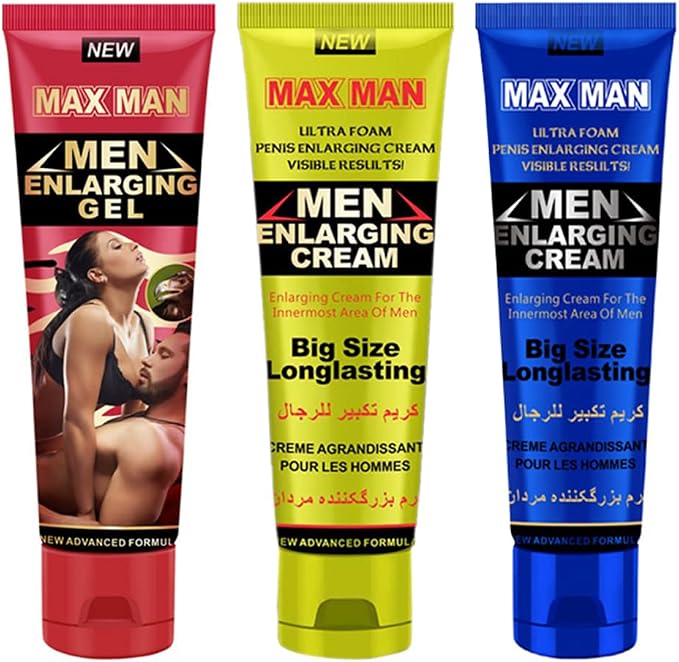 Men's Massage Cream Penis Becomes Longer Thicker Enhancement Men Energy for Care Delay Performance Boost Strength (50g) (3 Color Set)