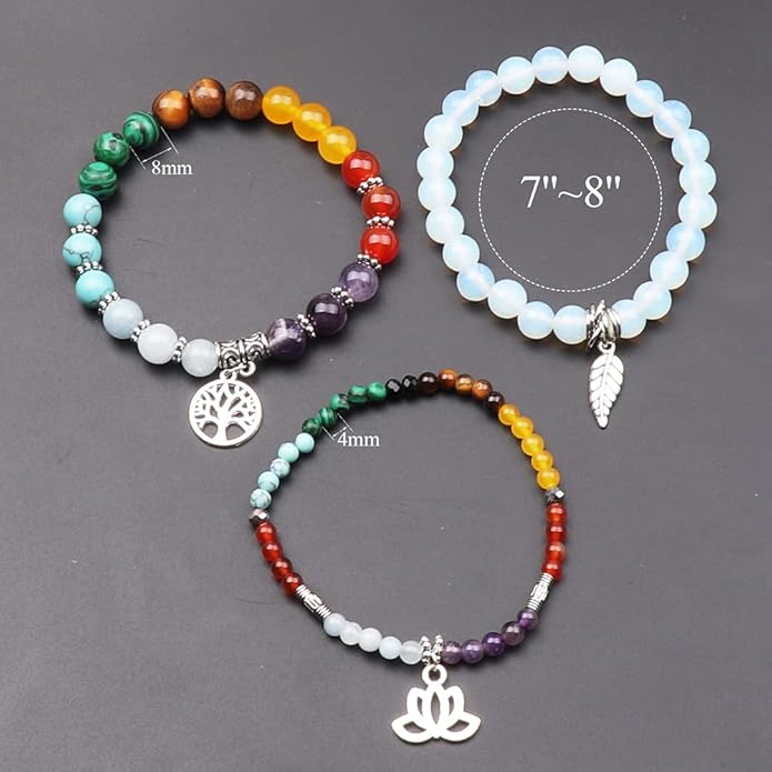 UEUC Tree of Life Yoga Healing Stone Bracelets,Multilayer Lotus Chakra Stone Reiki Bracelet Sets,Anxiety Crystal Natural Stone,for Women Stress Relief