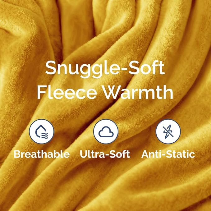 Fleece Blanket Kids Size - Ultra-Soft Warm Flannel Fleece Blanket - Gold | Soft, Warm, Outdoor Picnic Blanket for Camping, Travel, Lightweight, Cozy, Anti-Static, Home Decor Gifts for Men & Women