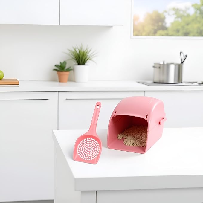 Pink Plastic Cat Litter Scoop Pet Care Sand Waste Scooper Shovel Hollow Cleaning Tool Pet Supplies Easy to Clean Cat Litter Scoops Litter and Housebreaking Pet Supplies