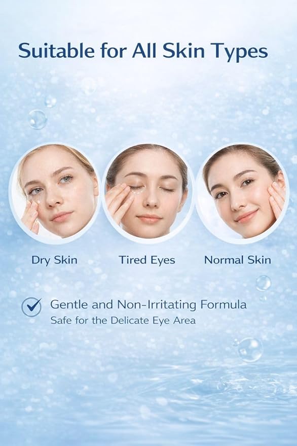 Firming Hydrating Under Eye Gel Cream with Hyaluronic Acid & Collagen - Anti Aging Lightweight Eye Moisturizer to Smooth Fine Lines Caused by Dryness - Non-Greasy & Makeup Friendly (4)