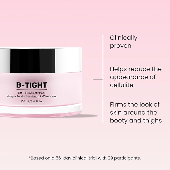 MAËLYS B-TIGHT Lift & Firm Booty Mask - Skin Tightening & Firming Cream for Booty & Thighs - Cellulite Cream with Caffeine & Brazilian Peppertree - Butt Mask for Smooth-Looking Skin (2 Pack)