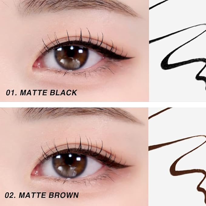 BBIA Never Die Brush Eyeliner - Waterproof & Sweat-proof Liquid Pen Eye Liner No-Skip with Highly Resilient Fine Brush Tip Satin Finish Long-Lasting Quick Dry Vegan Korean Eye Makeup (01 MATTE BLACK)