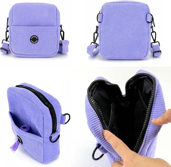 Dog Treat Pouch,Velvet Dog Training Pouch Bag Built-in Poop Bag Dispenser | Large Capacity Pet Treat Training Bag for Treats, Kibbles, Pet Toys (Lightpurple)
