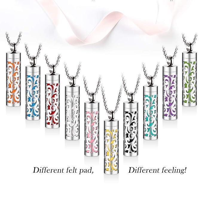 Maromalife Essential Oil Necklace for Women, 316L Stainless Steel Aromatherapy Pendant Diffuser Necklace, Essential Oil Jewelry Gift for Men Women, Christmas, Birthday