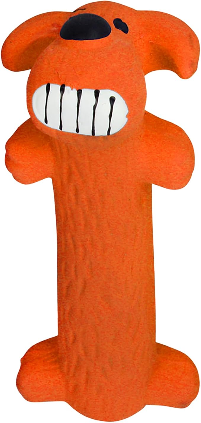 Multipet Original Loofa Latex Dog Toy - Squeaky Toy for All Dogs - Easy-to-Clean Squeaky Toys - Latex Dog Toys for Playing (1 Count, 6”, Random Color Surprise)