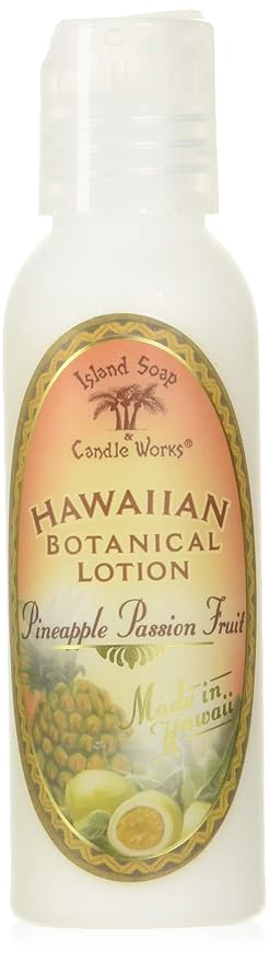 Island Soap and Candle Works Pineapple Scented Body Lotion for Men and Women, Paraben Free Body Moisturizer - Hydrating Hawaiian Skincare - Pineapple Passion Fruit - 2 Fl Oz Travel Size Bottle