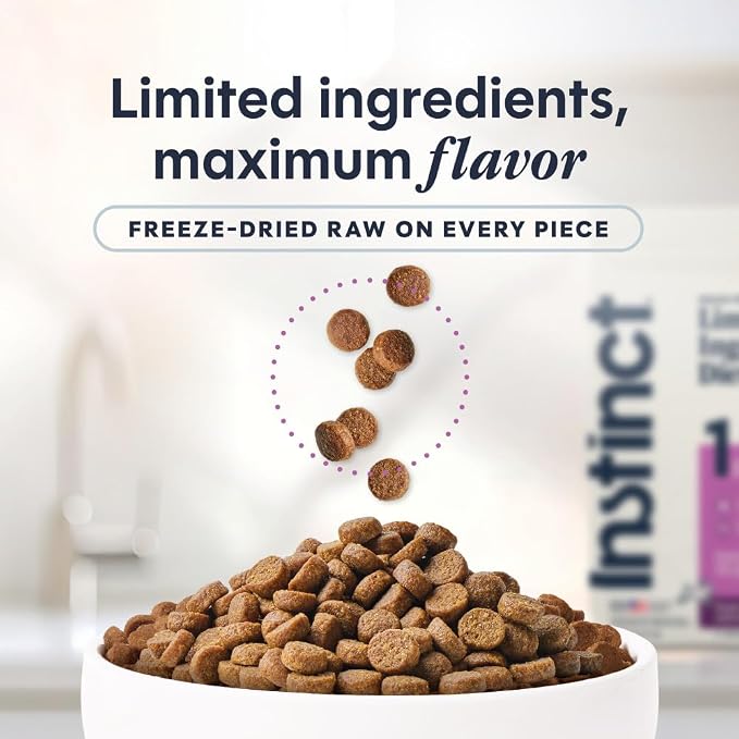Instinct Limited Ingredient Diet Dry Cat Food, Real Rabbit, 10 lb. Bag | Single animal protein and vegetable recipe, raw-coated kibble, farm-raised rabbit, gentle on sensitive stomachs