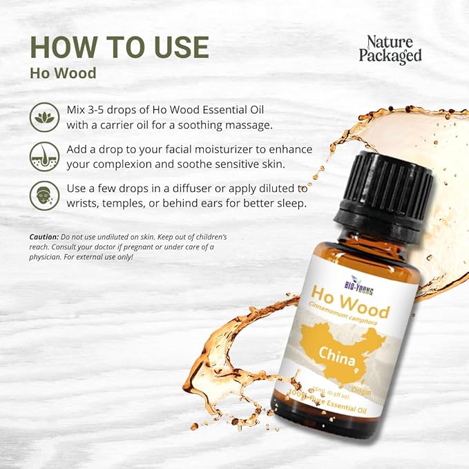 Ho Wood Essential Oil Direct from Malagassi - Ho Wood Essential Oil for Diffusers, Candle-Making, Soap-Making, Aromatherapy, for Skin and Hair (8oz)