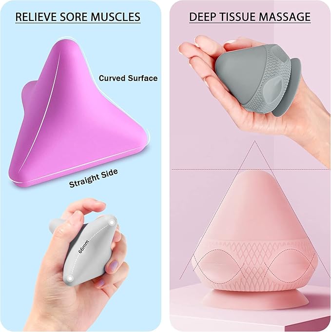 Manual Massage Ball Set, 2 PCS Deep Tissue Trigger Point Massage Myofascial Release Balls, Silicone Physical Therapy Balls, Massage Therapy Tools for Deep Muscles, Sore Muscles, Muscle Knots (Blue)