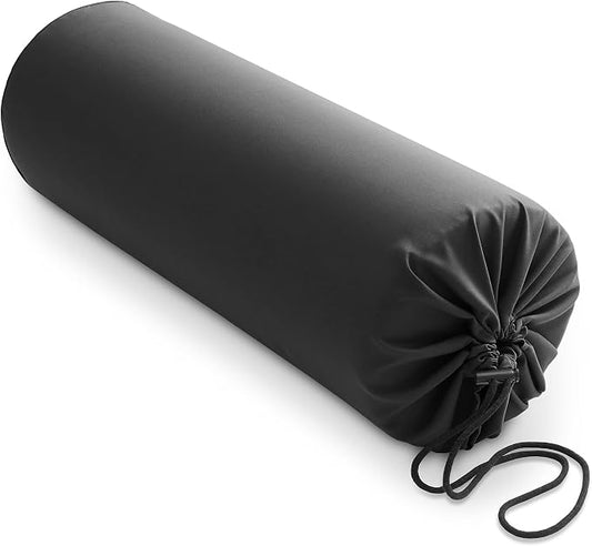 Saloniture Microfiber Cylinder Pillow Case Cover for Massage Table Bolsters - 30 x 9 Inch with Drawstring Closure, Black
